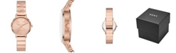 DKNY Women's The Modernist Three-Hand Rose Gold-tone Stainless Steel Bracelet Watch 32mm